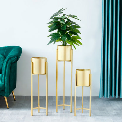 SOGA 60cm Gold Metal Plant Stand with Flower Pot Holder Corner Shelving Rack Indoor Display • LUZ-FPotH62GLD