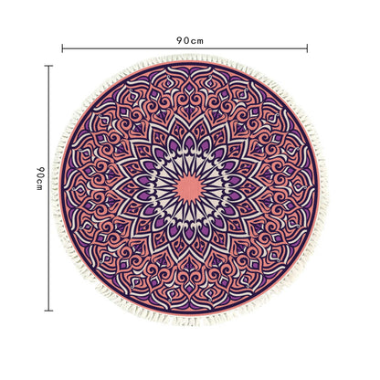 SOGA 2X 90cm Purple Mandala Round Carpet for Living Room Bedroom Anti-slip Doormat, Home Decor • LUZ-CarpetRAG2X2