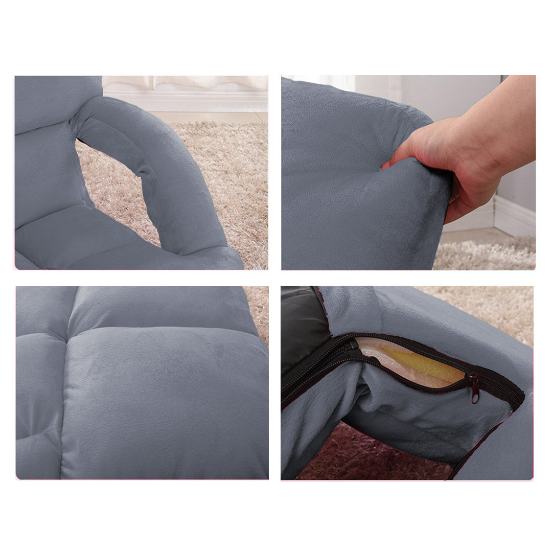 SOGA 4X Foldable Lounge Cushion Adjustable Floor Lazy Recliner Chair with Armrest Grey • LUZ-LoungeKidGreyX4