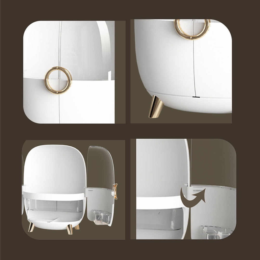 SOGA White Transparent Countertop Makeup Organiser Cosmetic Storage Waterproof Dustproof Bathroom Skincare Holder with Lid • LUZ-BathF901