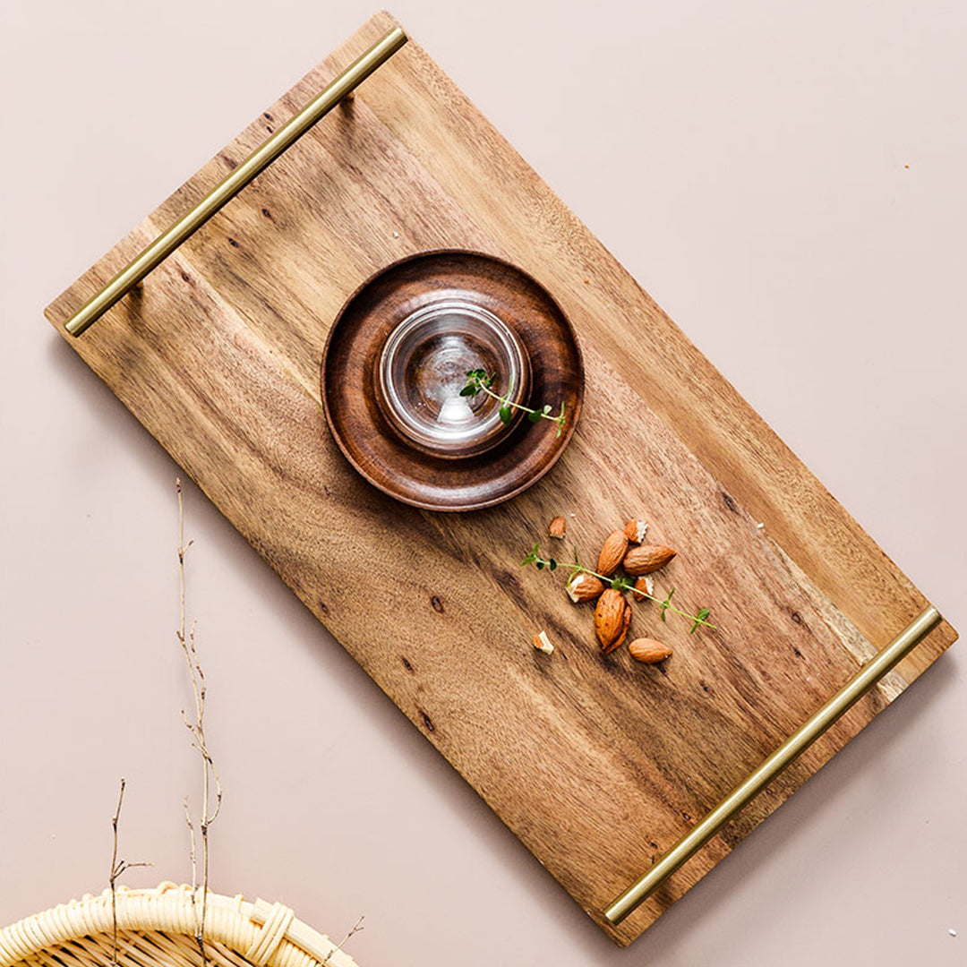 SOGA 36cm Brown Rectangle Wooden Acacia Food Serving Tray Charcuterie Board Centerpiece  Home Decor • LUZ-WodC235