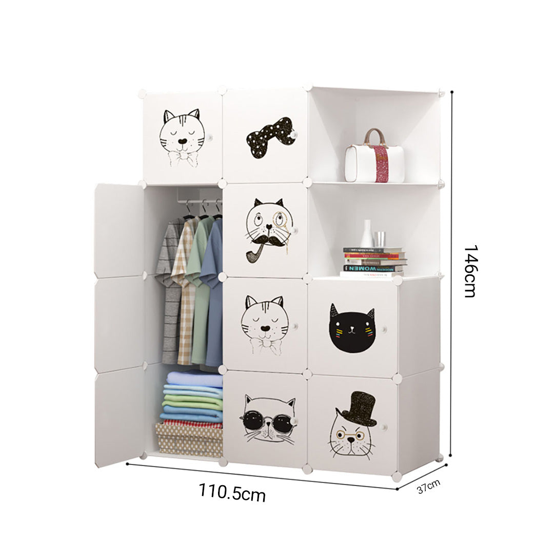 SOGA 10 Cubes White Portable Wardrobe Divide-Grid Modular Storage Organiser Foldable Closet with Doors • LUZ-Wrobe3520