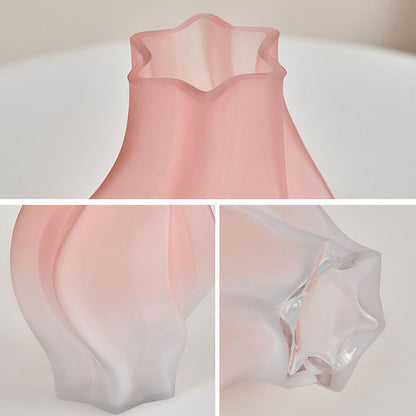SOGA 25cm Pink Glass Vase Art Blown Hand Flower Tall Vintage Art Vases • LUZ-GVasePNK25