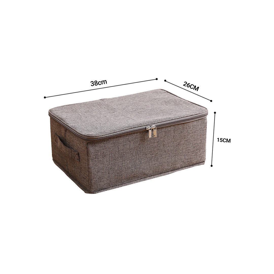 SOGA 2X Coffee Small Portable Double Zipper Storage Box Moisture Proof Clothes Basket Foldable Home Organiser • LUZ-SBox025X2