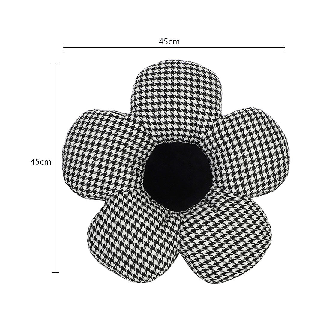 SOGA 2X Black Flower Cushion Shaped for Floor and Sitting Throw Pillow • LUZ-SCushion096X2