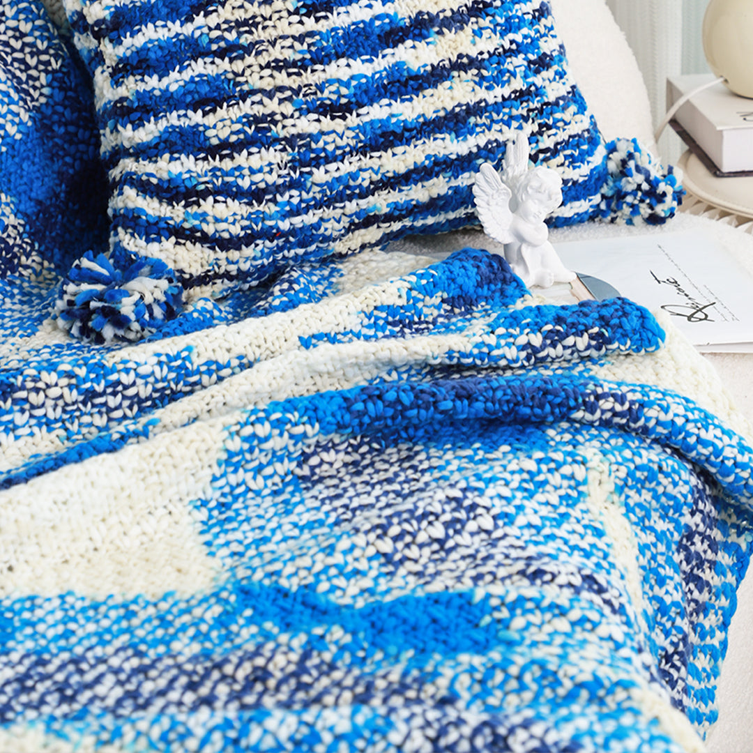 SOGA 90x200cm Throw Blanket  Blue Deep Sea Gradient Dyed Art Stylish Decorative Cozy • LUZ-Blanket937