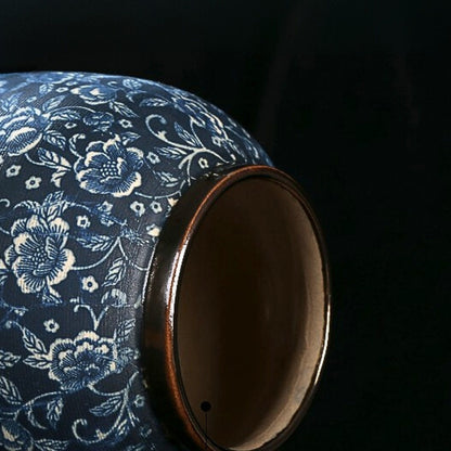 SOGA 21x22cm Blue with White Mini Floral Small Ceramic Flower Vase Elegant Living Room Home Decor • LUZ-Vase822