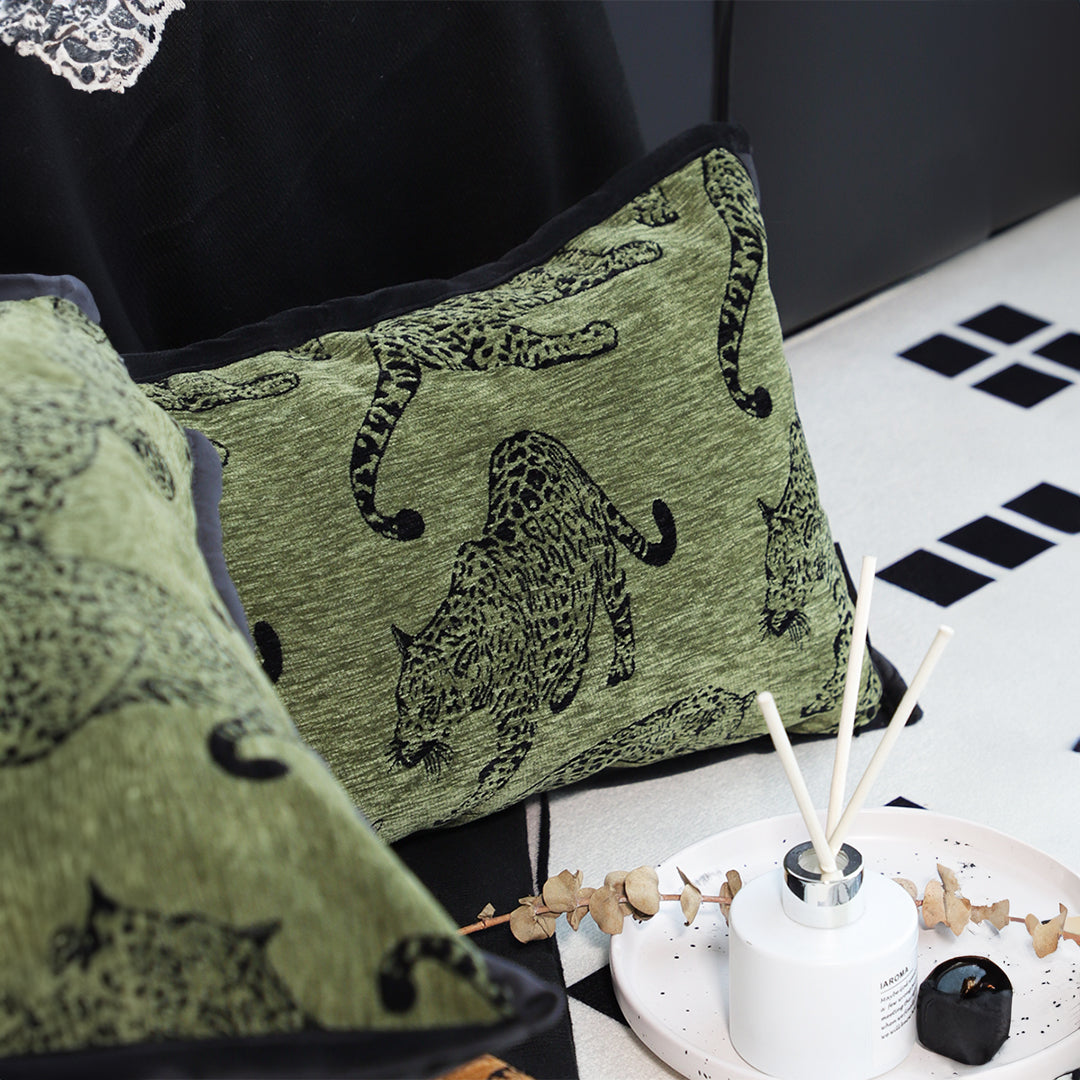 SOGA 2X 30cm Throw Pillow Green Leopard Lumbar Decorative Cushion for Living Room Home Decor • LUZ-FrenchCushion298X2