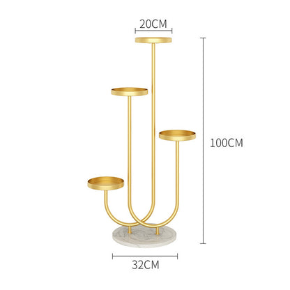 SOGA 2X U Shaped Plant Stand Round Flower Pot Tray Living Room Balcony Display Gold Metal Decorative Shelf • LUZ-FPotH101X2