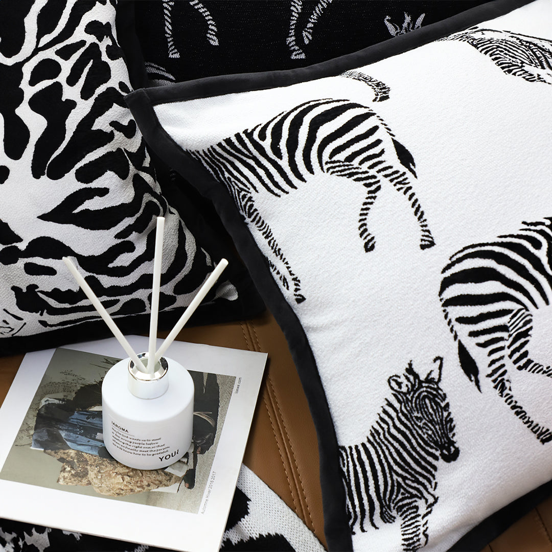 SOGA 2X 45cm Black and White Light  Luxury Zebra Cushion Decorative Square Pillow Living Room LUZ-FrenchCushion289X2