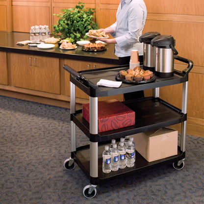 SOGA 3 Tier Food Trolley Food Waste Cart Storage Mechanic Kitchen Black Large • LUZ-FoodCartRubbishL