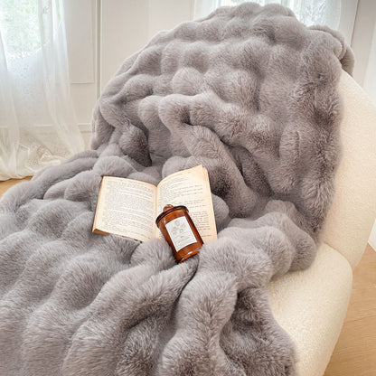SOGA 200cm Grey Fur Fuzzy Super Soft and Cozy Fluffy Throw Blanket • LUZ-BlanketFur335