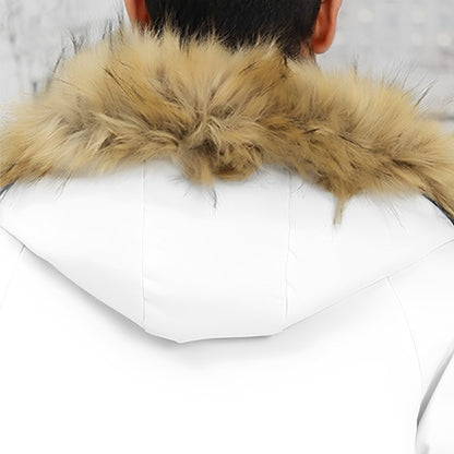 abbee White 2XL Winter Fur Hooded Thick Overcoat Jacket Stylish Lightweight Quilted Warm Puffer Coat • LUZ-DJ-998G
