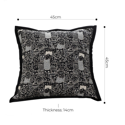 SOGA 45cm Throw Pillow Black Cat Paradise Wide Border Decorative Cushion for Living Room • LUZ-FrenchCushion293