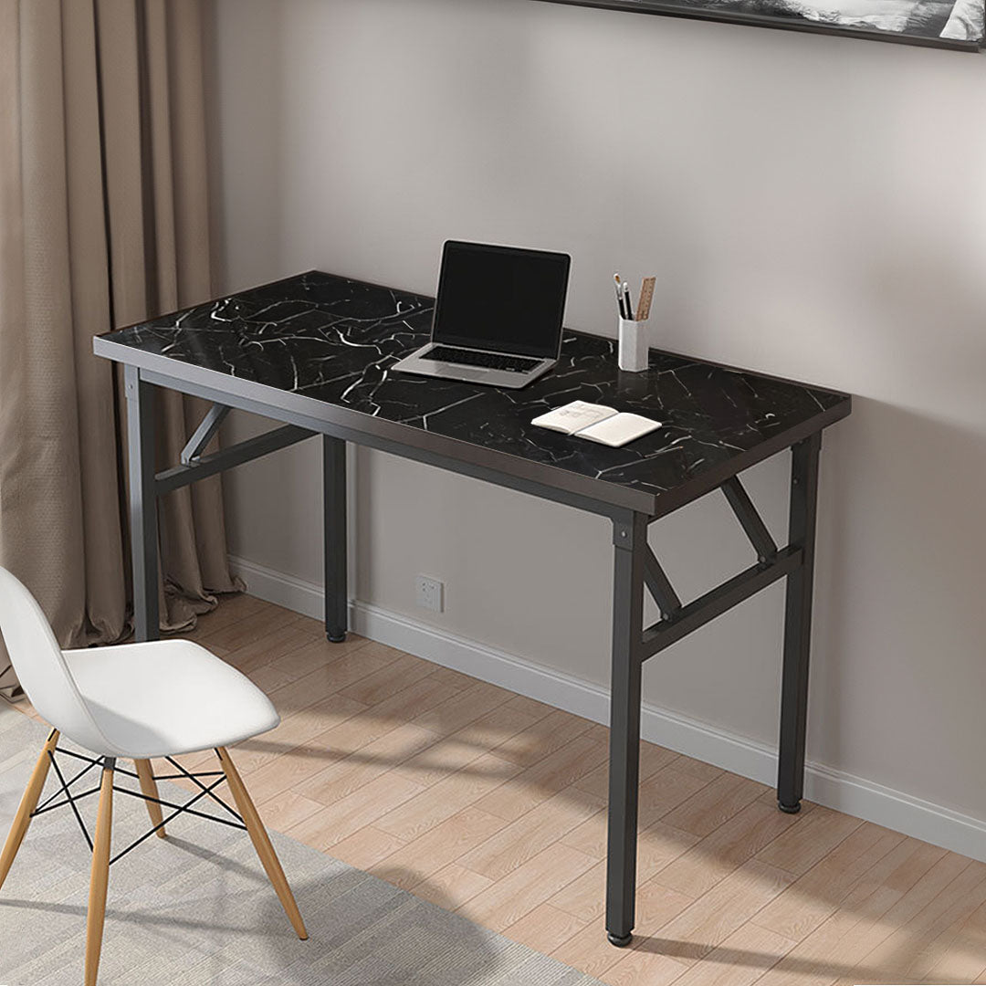 SOGA 120x60cm Black Foldable Computer Study Table Easy Assembly Desk No Chair • LUZ-ComTableF2