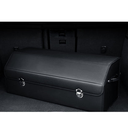 SOGA Leather Car Boot Collapsible Foldable Trunk Cargo Organizer Portable Storage Box With Lock Black Large • LUZ-StorageBLKV20Lge