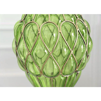 SOGA 67cm Green Glass Tall Floor Vase with 10pcs White Artificial Fake Flower Set • LUZ-Vase0053GreenwWhiteF10