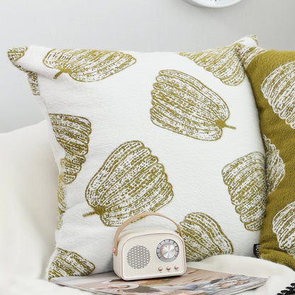 SOGA 50cm Throw Pillow White with Olive Green Autumn Harvest Pumpkin Print Home Decor • LUZ-FrenchCushion329