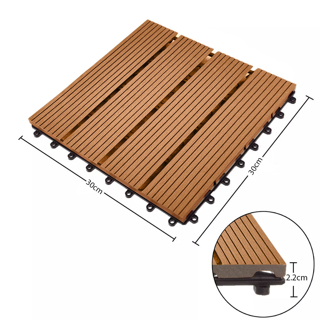 SOGA 2X 11 pcs Coffee DIY Wooden Composite Decking Tiles Garden Outdoor Backyard Flooring Home Decor • LUZ-Deck7005X2