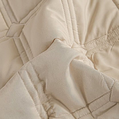 SOGA Beige 183cm Wide Mattress Cover Thick Quilted Stretchable Bed Spread Sheet Protector with Pillow Covers • LUZ-BCover4002