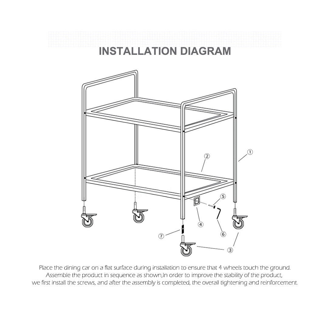 SOGA 2X 2 Tier 85x45x90cm Stainless Steel Kitchen Trolley Bowl Collect Service Food Cart Medium • LUZ-FoodCart1202X2