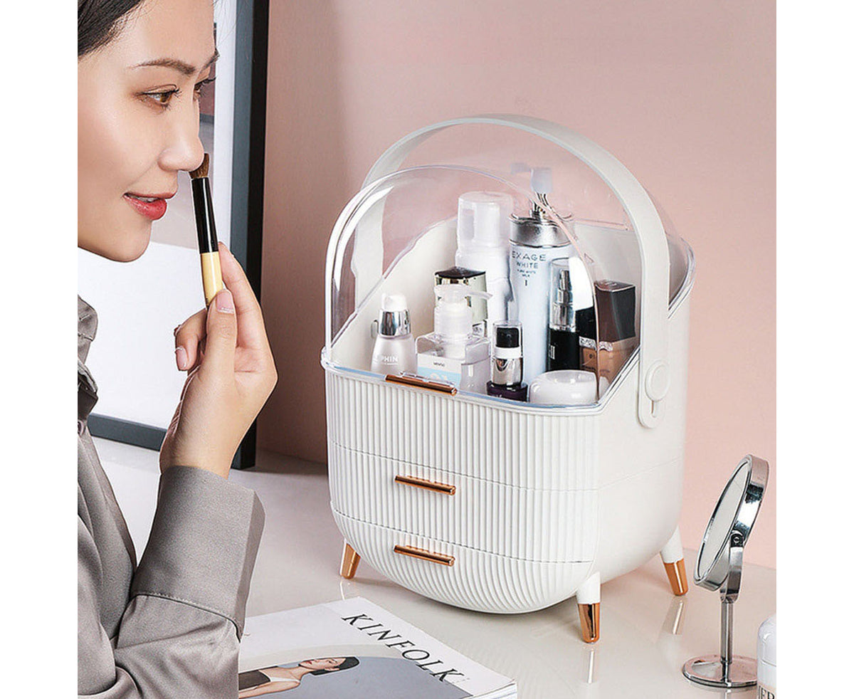 SOGA White Cosmetic Jewelry Storage Organiser with Antler LED Light Mirror Tabletop Vanity Set • LUZ-BathC109-G533