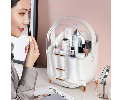 SOGA White Cosmetic Jewelry Storage Organiser with Antler LED Light Mirror Tabletop Vanity Set • LUZ-BathC109-G533