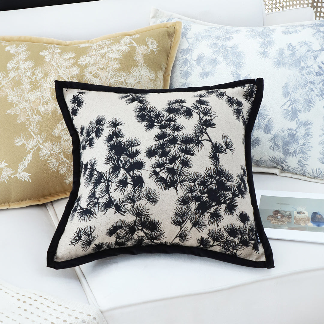SOGA 2X 45cm Throw Pillow Black and White Wide Border Square Pillow Stylish Decorative Cushion Living Room • LUZ-FrenchCushion304X2