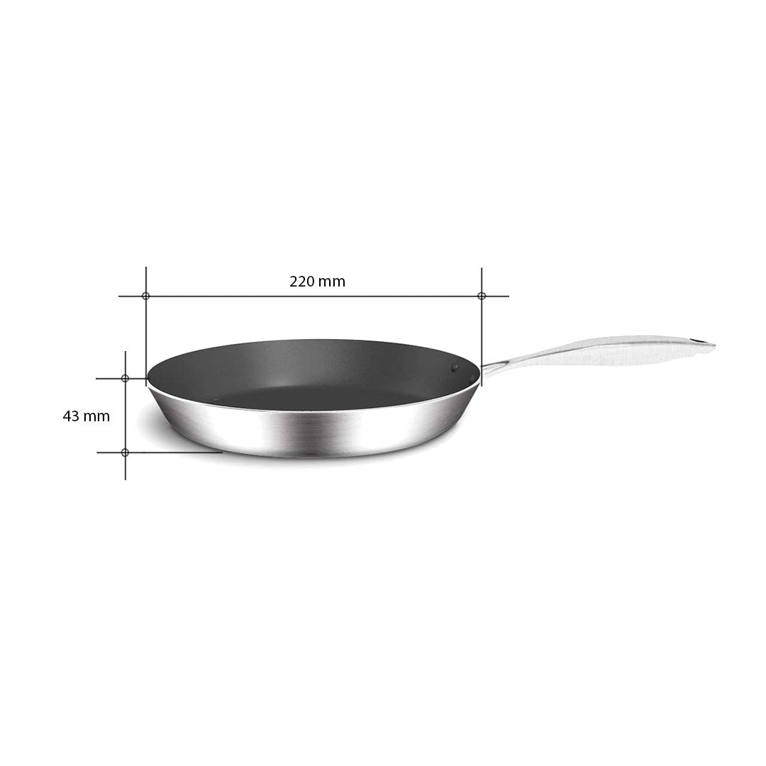 SOGA Stainless Steel Fry Pan 22cm Frying Pan Induction FryPan Non Stick Interior • LUZ-FryPanNS286922CM