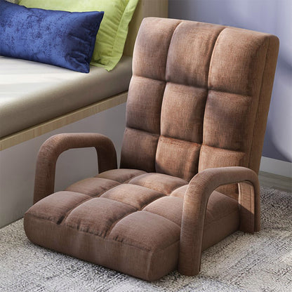 SOGA 4X Foldable Lounge Cushion Adjustable Floor Lazy Recliner Chair with Armrest Coffee • LUZ-LoungeArmCoffeeX4
