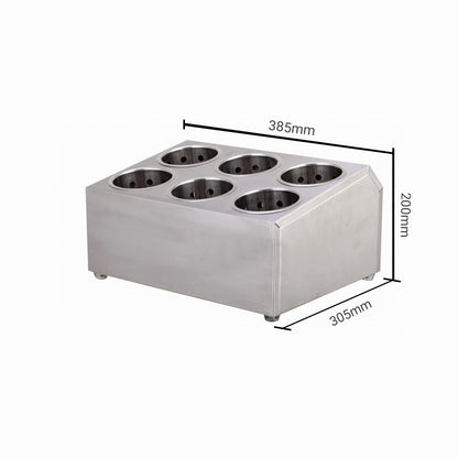 SOGA 2X 18/10 Stainless Steel Commercial Conical Utensils Cutlery Holder with 6 Holes • LUZ-CutleryHolder4605X2
