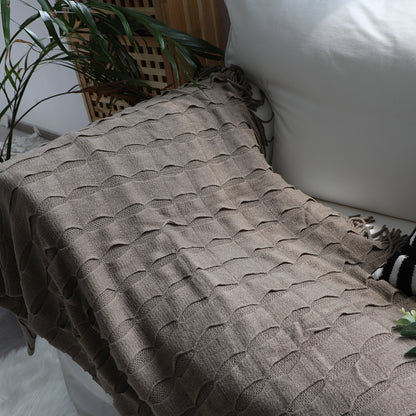 SOGA Coffee Textured Knitted Throw Blanket Warm Cozy Woven Cover Couch Bed Sofa Home Decor with Tassels • LUZ-Blanket926