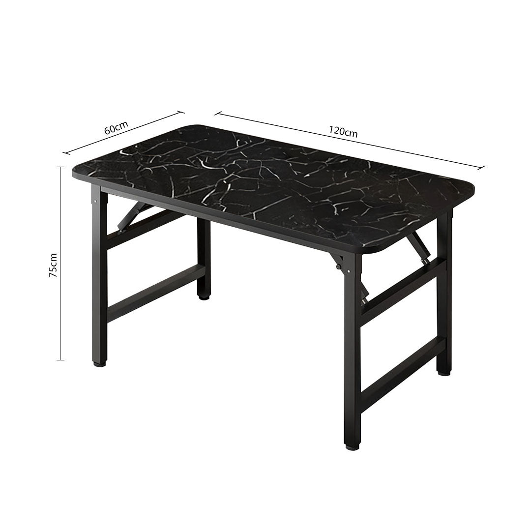 SOGA 2X 120x60x75cm Black Foldable Computer Study Table Easy Assembly Desk No Chair • LUZ-ComTableF2X2