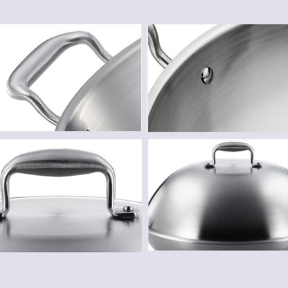 SOGA 3-Ply 42cm Stainless Steel Double Handle Wok Frying Fry Pan Skillet with Lid • LUZ-WokTRIFPG42