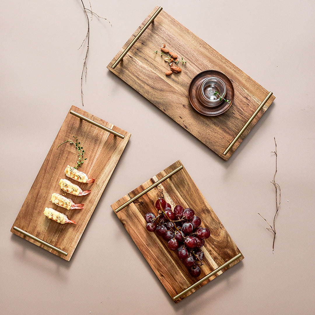 SOGA 39cm Brown  Rectangle Wooden Acacia Food Serving Tray Charcuterie Board Home Decor • LUZ-WodC234