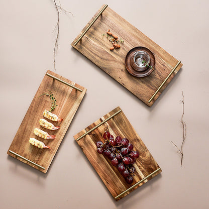 SOGA 39cm Brown  Rectangle Wooden Acacia Food Serving Tray Charcuterie Board Home Decor • LUZ-WodC234