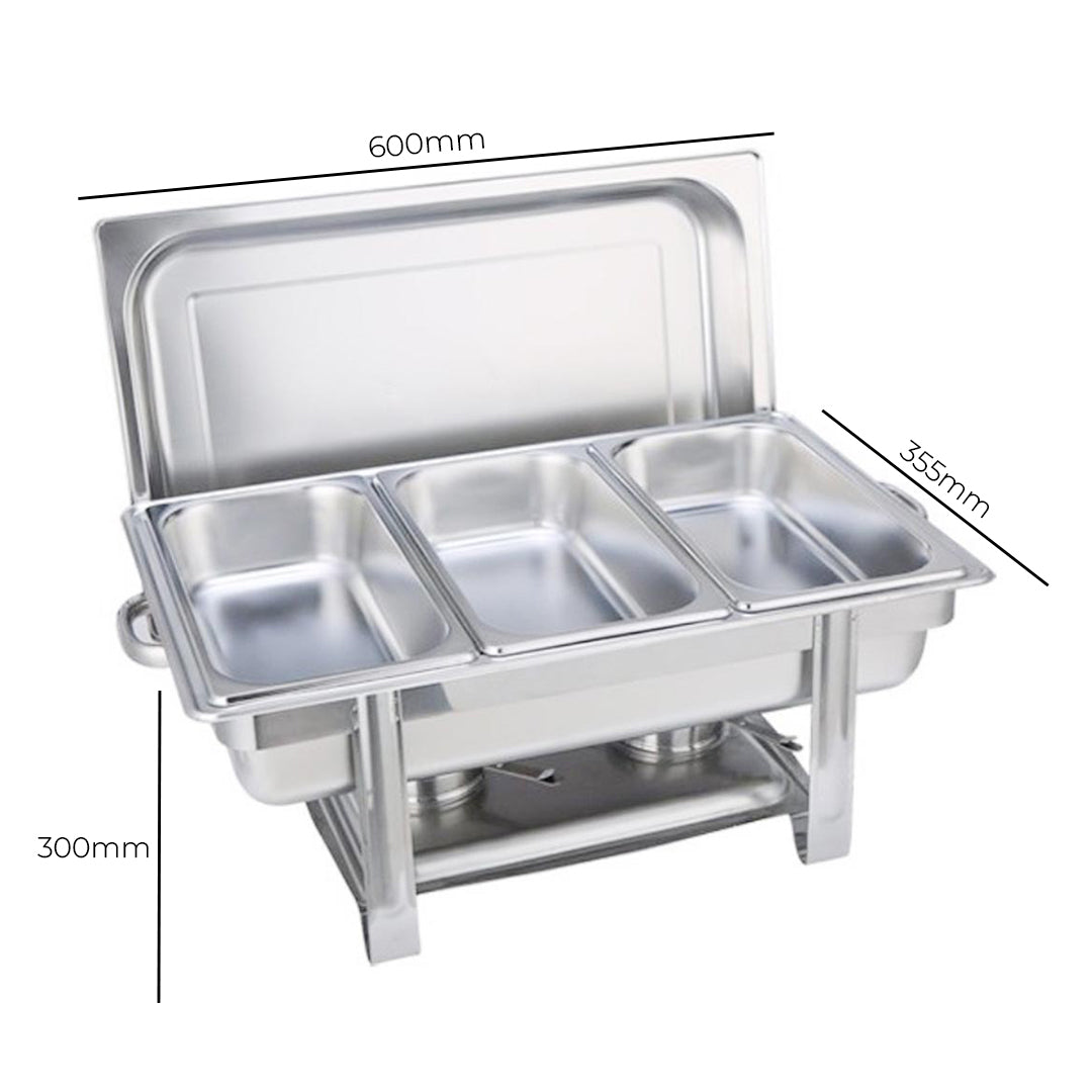 SOGA 2X Triple Tray Stainless Steel Chafing Catering Dish Food Warmer • LUZ-ChafingDish56083X2
