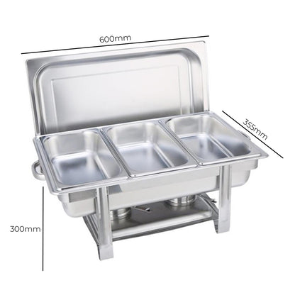 SOGA 2X Triple Tray Stainless Steel Chafing Catering Dish Food Warmer • LUZ-ChafingDish56083X2