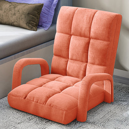 SOGA 2X Foldable Lounge Cushion Adjustable Floor Lazy Recliner Chair with Armrest Orange • LUZ-LoungeArmOrangeX2