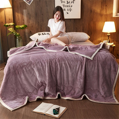 SOGA Light Purple Throw Blanket Warm Cozy Double Sided Thick Flannel Coverlet Fleece Bed Sofa Comforter • LUZ-Blanket302