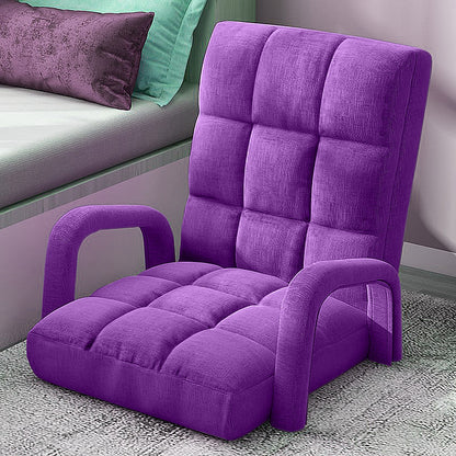 SOGA 2X Foldable Lounge Cushion Adjustable Floor Lazy Recliner Chair with Armrest Purple • LUZ-LoungeArmPurpleX2