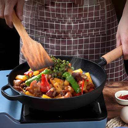 SOGA 27cm Round Cast Iron Frying Pan Skillet Steak Sizzle Platter with Helper Handle • LUZ-ZPai018B