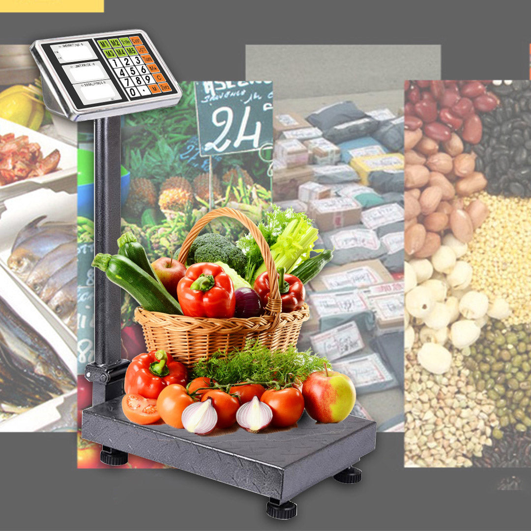 SOGA 2X 300kg Electronic Digital Platform Scale Computing Shop Postal Weight Black • LUZ-300kgPlatformScalesBlackX2