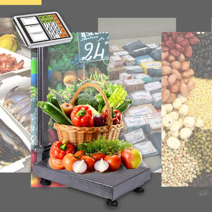 SOGA 2X 300kg Electronic Digital Platform Scale Computing Shop Postal Weight Black • LUZ-300kgPlatformScalesBlackX2