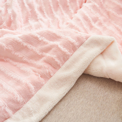 SOGA Throw Blanket Warm Cozy Double Sided Thick Flannel Coverlet Fleece Bed Sofa Comforter Pink • LUZ-Blanket309