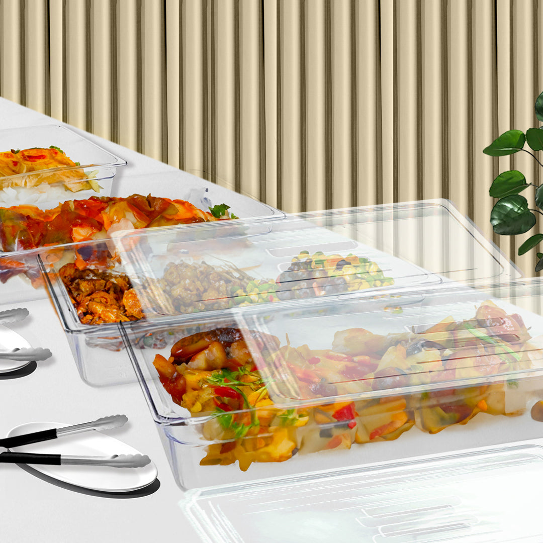 SOGA 200mm Clear Gastronorm GN Pan 1/3 Food Tray Storage with Lid • LUZ-VICPans1424wLidX1