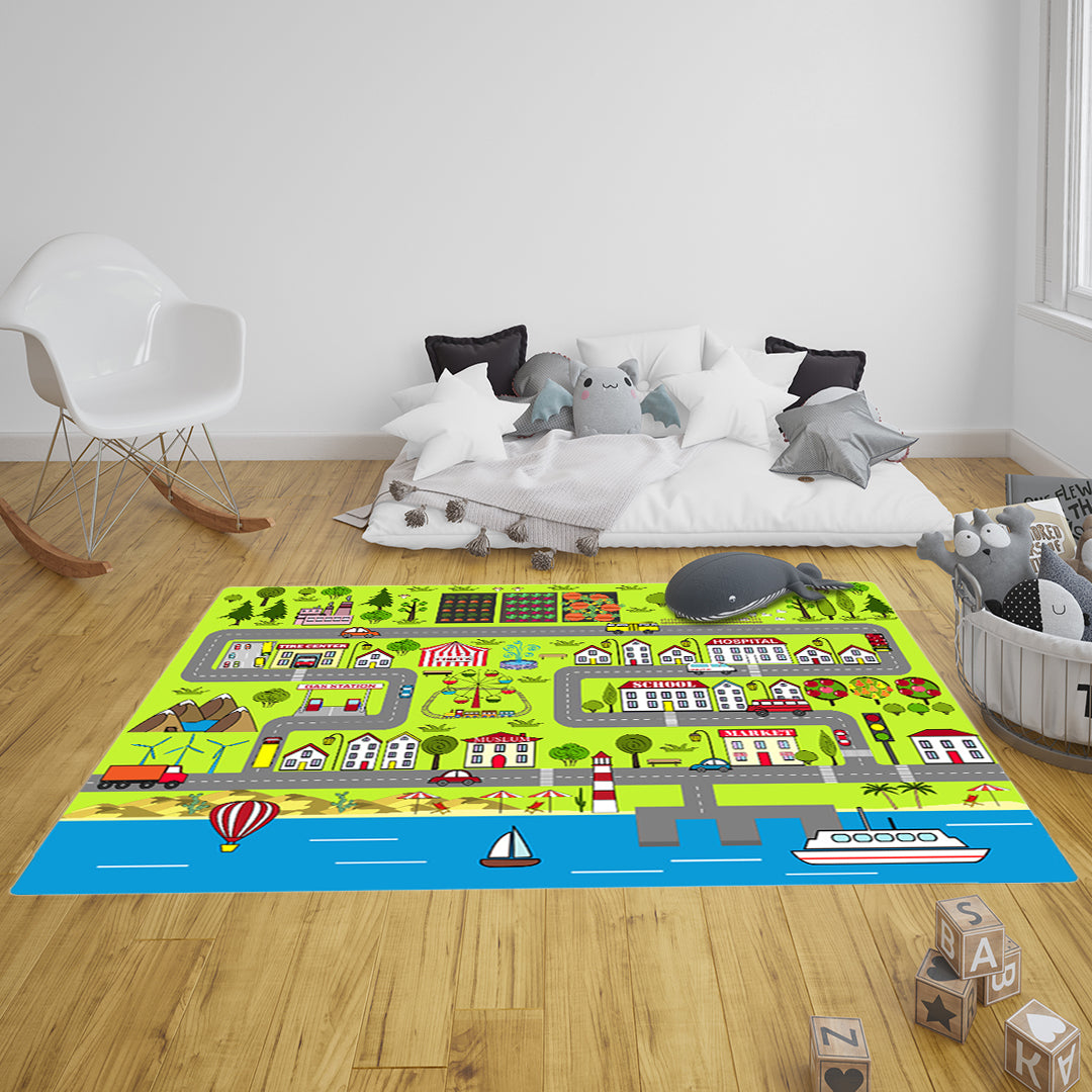 SOGA 2X 120cm Kids Rug Street Map Play Mat, Educational Baby Theme Park Area Rugs • LUZ-KidCarpet600X2