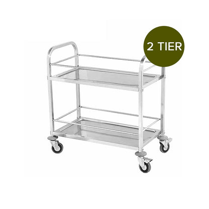 SOGA 2X 2 Tier 75x40x84cm Stainless Steel Drink Wine Food Utility Cart Small • LUZ-FoodCart1206X2