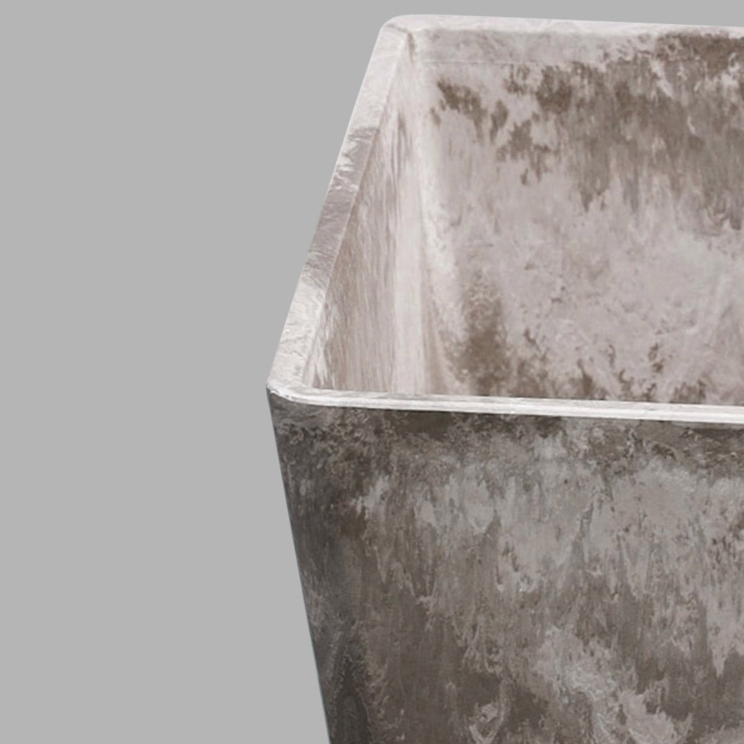 SOGA 2X 27cm Sand Grey Square Resin Plant Flower Pot in Cement Pattern Planter Cachepot for Indoor Home Office • LUZ-FPotH2766X2