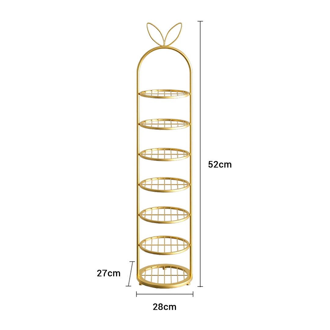 SOGA 2X 7 Tier Bunny Ears Shape  Gold Plated Metal Shoe Organizer Space Saving Portable Footwear Storage Shelf • LUZ-FPotXJ0991X2